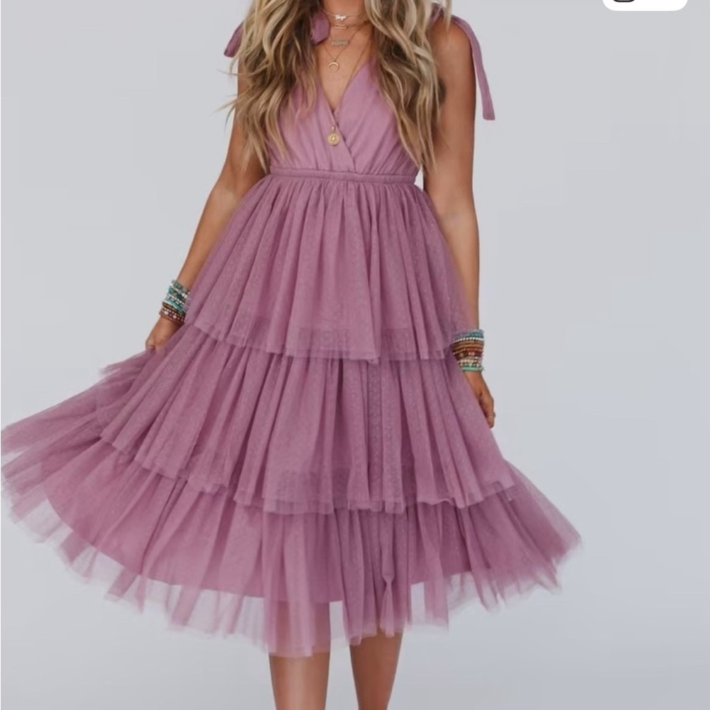 NWT 💖 In Loom Mauve Tiered Tulle Dress Medium